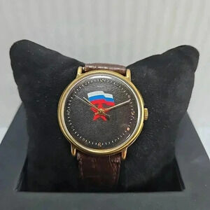 Mens Raketa 16 Jewels Manual Soviet Russian flag USSR Wrist Watch Manual Runs
